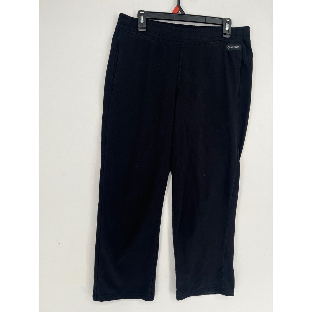 Calvin Klein Performance Sweatpants Womens Large Cropped Fleece Black Pants